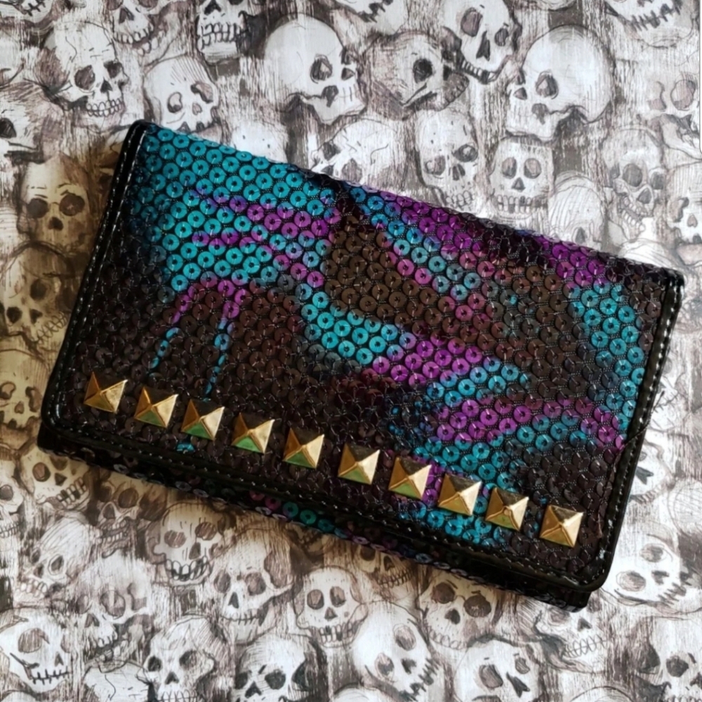 NWT Iron Fist Women's Wallet Sequined Galaxy